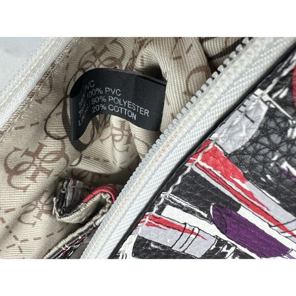 Guess Bobbi Tote Bag Lipstick Print Red Purple 90s Y2K Purse - Picture 11 of 12